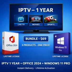 IPTV 1 Year + Office 2024 & Windows 11 Pro Lifetime | $69 Bundle
