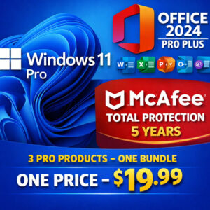 Office 2024 & Windows 11 Pro Lifetime + McAfee Total Protection Bundle
