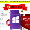 Windows 10 +Office 2019 + McAfee All-in-One Software Bundle