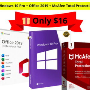 Windows 10 +Office 2019 + McAfee All-in-One Software Bundle