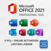 Microsoft Office 2021 Professional Plus – 5 PCs – Online Activation – Lifetime License