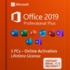 Microsoft Office 2019 Professional Plus – 5 PCs – Online Activation – Lifetime License