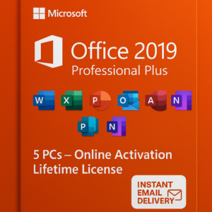 Microsoft Office 2019 Professional Plus – 5 PCs – Online Activation – Lifetime License