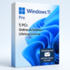 Windows 11 Pro – 5 PCs – Online Activation – Genuine Lifetime License