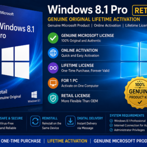 Windows 8.1 Pro Retail Genuine Original Lifetime Activation